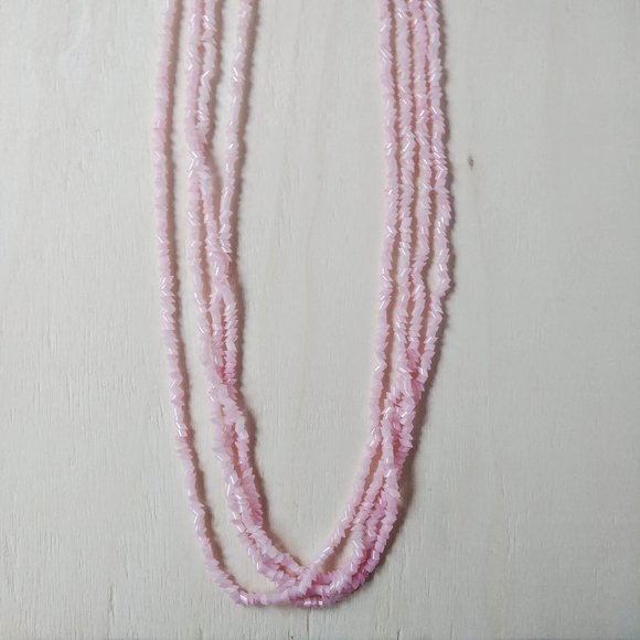 70s Vintage Pink Beads Layered Necklace - Picture 2 of 3